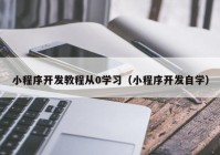 小程序开发教程从0学习（小程序开发自学）