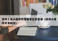 滨州工业小程序开发哪家比较靠谱（滨州小程序开发制作）