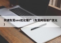 何谓东莞seo优化推广（东莞网络推广优化）